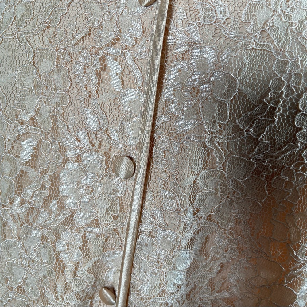 Yves St. Clair Studio Lace Blouse Champagne Floral Sheer Sleeves NWT Size 16 - Picture 3 of 14
